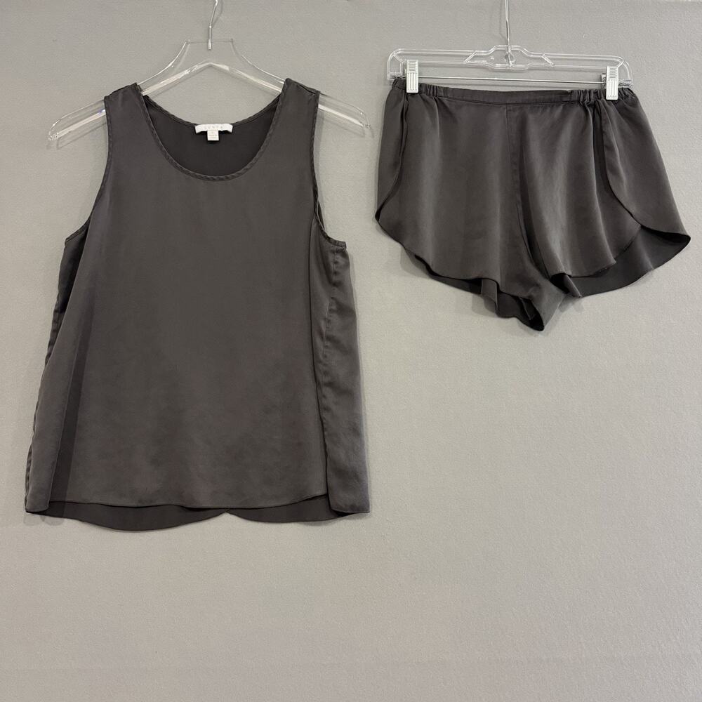 Lunya Pajama Set Small Gray Washable Silk Tulip Back Shorts and Tank
